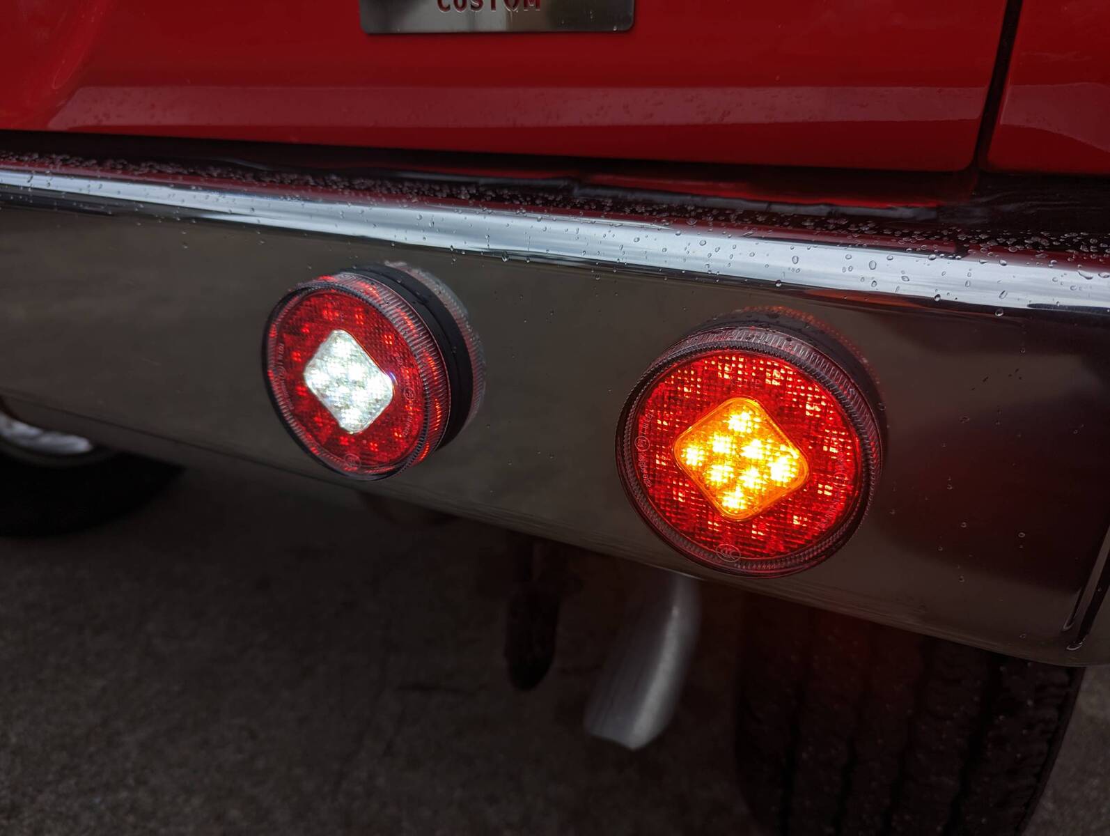 ステンレス製 オールドスクール リアバンパー 丸型テール LED テールランプ セット